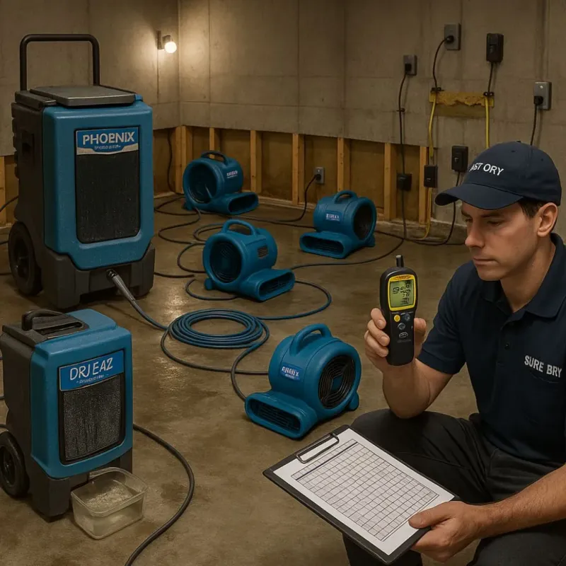 Structural Drying and Dehumidification process in Cameron Parish, LA